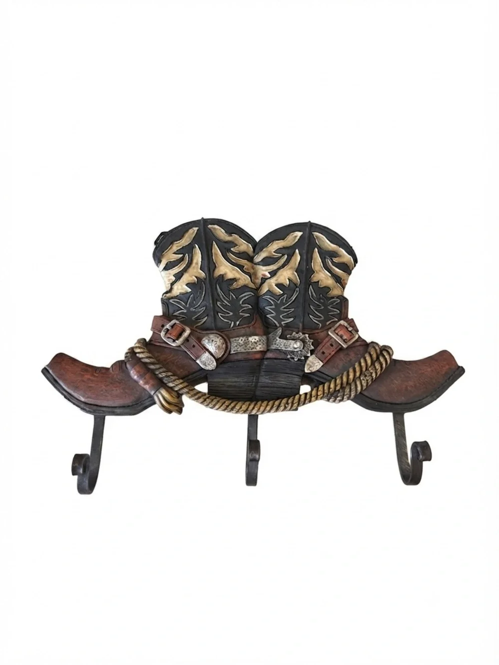 Cowboy Boot Wall Hook Rack - Brown